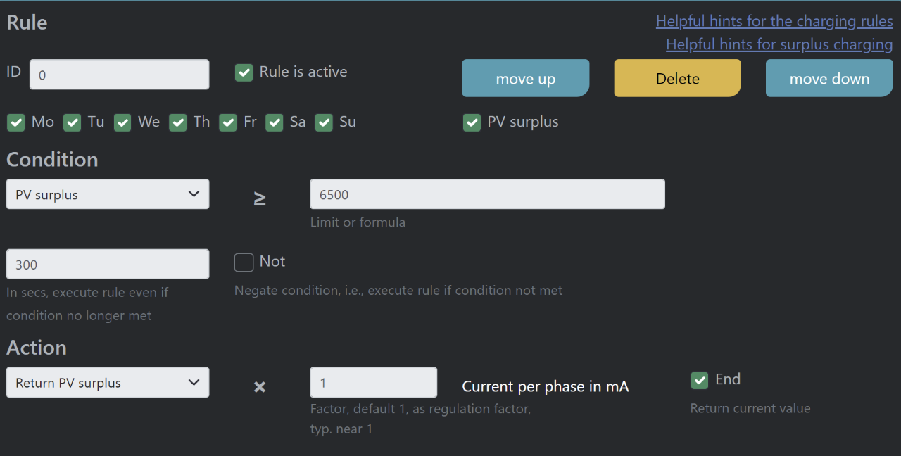 Screenshot Dialog Laderegel für Überschussladen