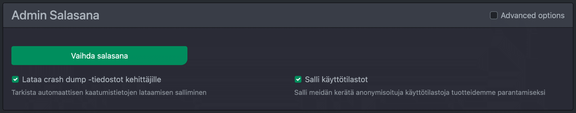 Kuvakaappauksen "Konfigurointi - Paneeli 01"